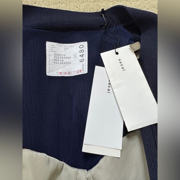 Sacai Navy Blue Cardigan Sweater size 1 - Picture 6 of 7